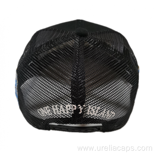 Flat visor mesh cap